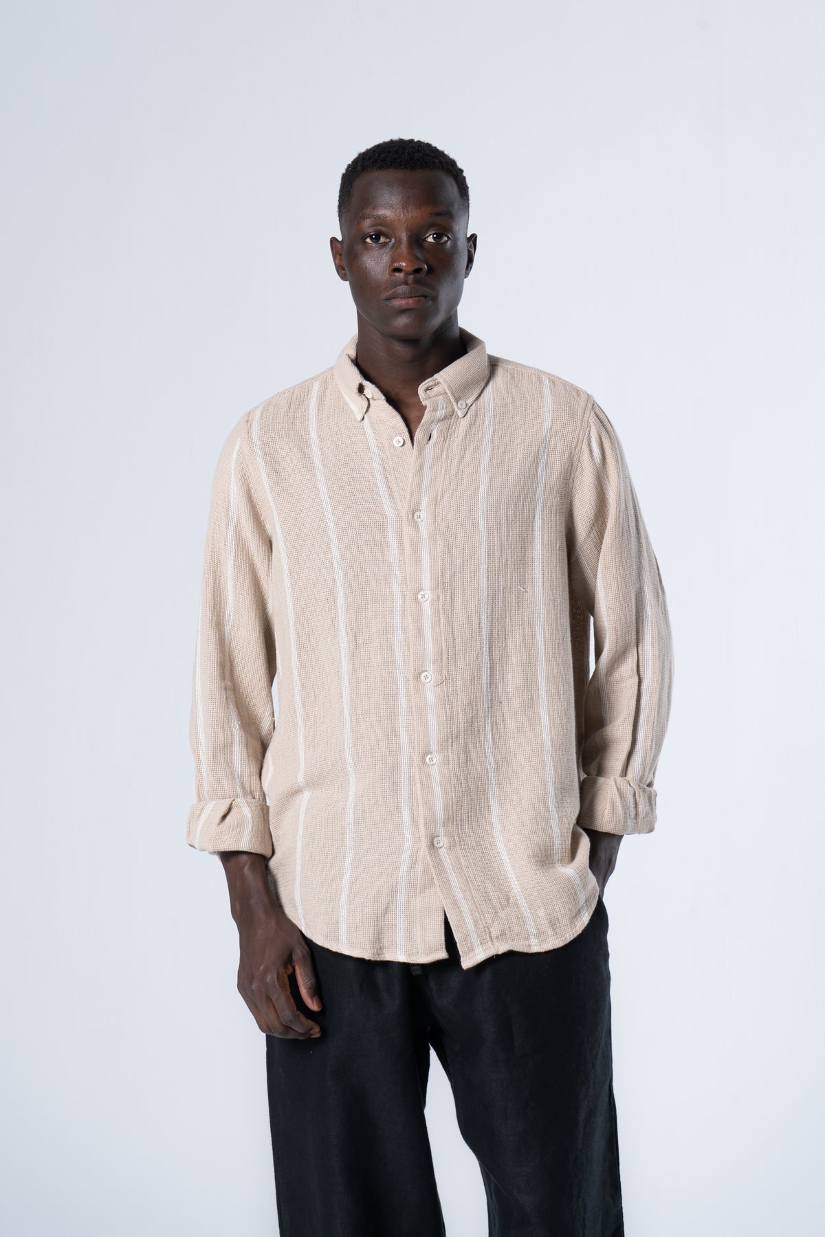 Waffle Stripped Long Sleeve shirt